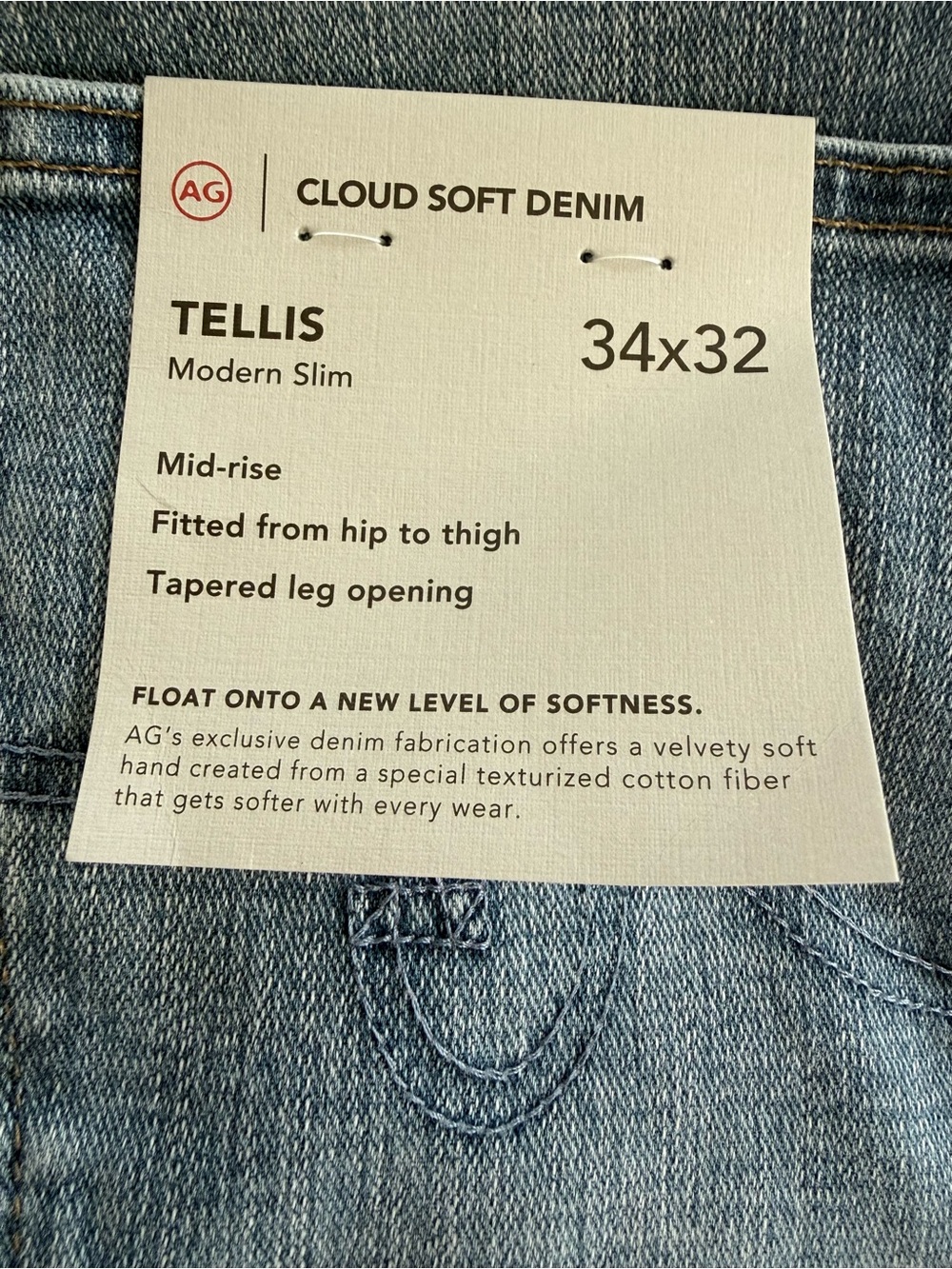 AG Adriano Goldschmied Tellis Modern Slim Denim Jeans NWT Size 34x32 - Picture 9 of 10